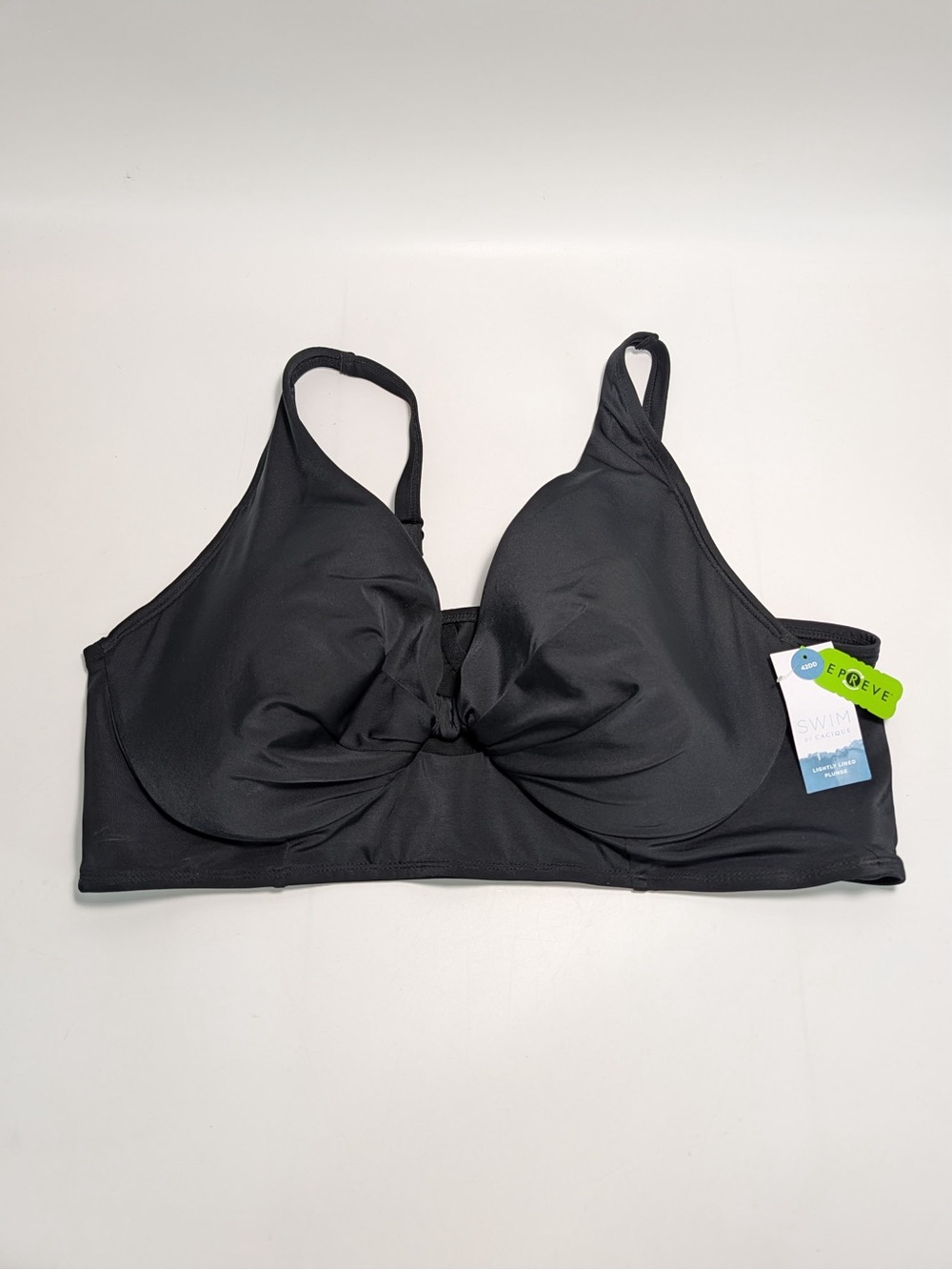 Swim by Cacique Lightly Lined Plunge Bikini Top - Black